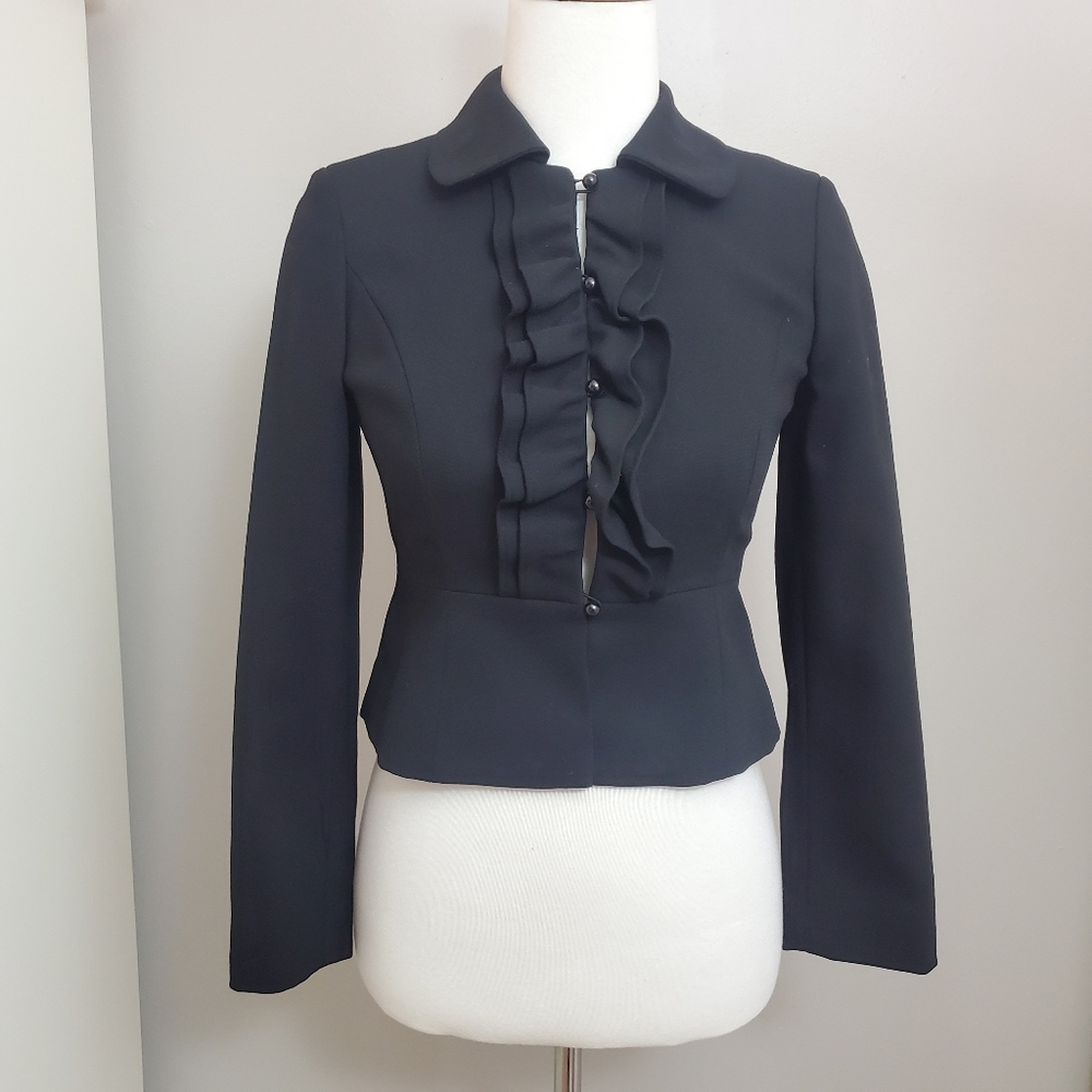 ❣HP❣ Loft Ruffle Front Cropped Peplum Jacket - Picture 4 of 10